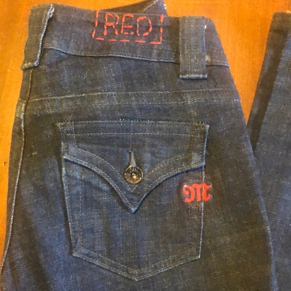 Miss Me Women's Boot Cut Jeans - Dark Blue with Red Accents - Picture 2 of 13